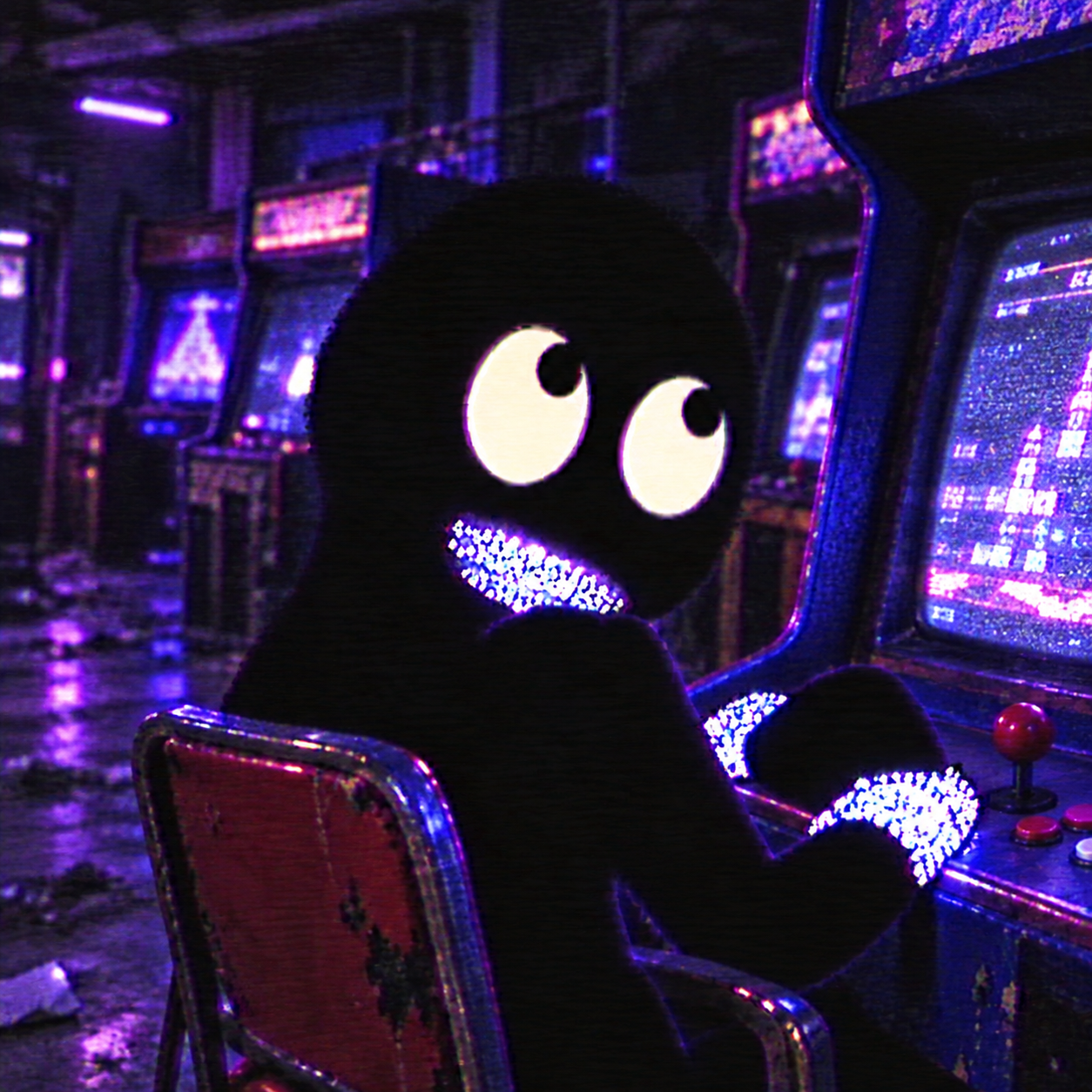 Claus at an underground arcade