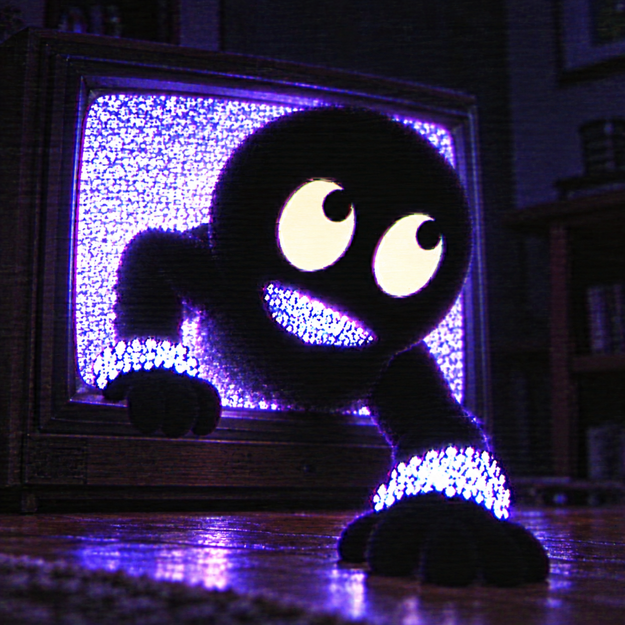 Claus emerging from television static